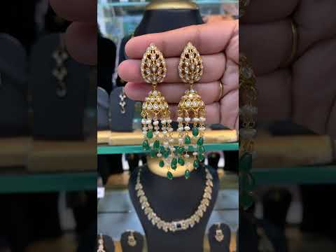 Stunning party wear jumkhas with guttapusalu hangings